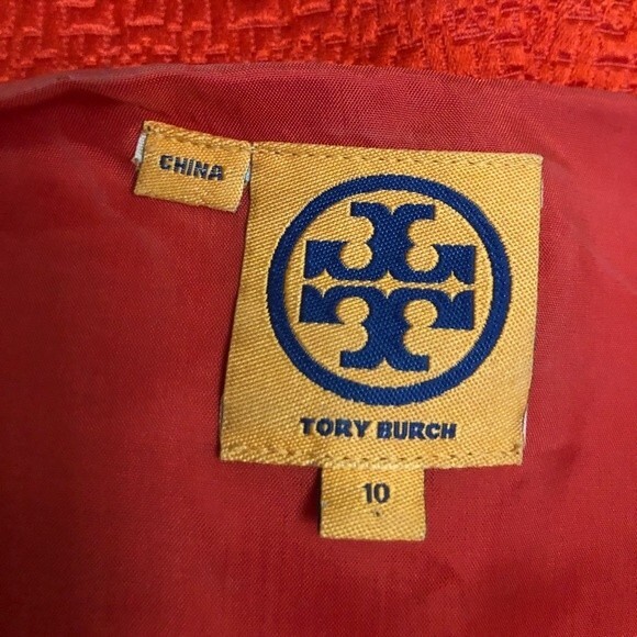 Tory Burch Size 10 Red Blood Orange Silk Blend Structured Front Zipper Dress - Picture 13 of 16